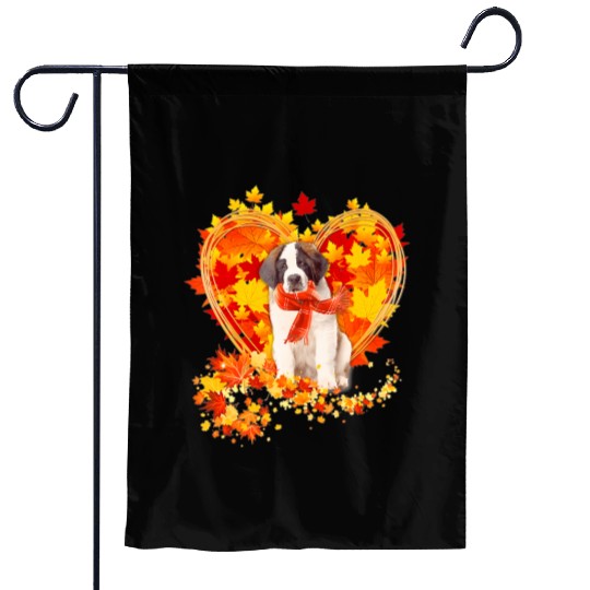 Autumn Leaf Heart Saint Bernard Scarf Fall Lover Garden Flags