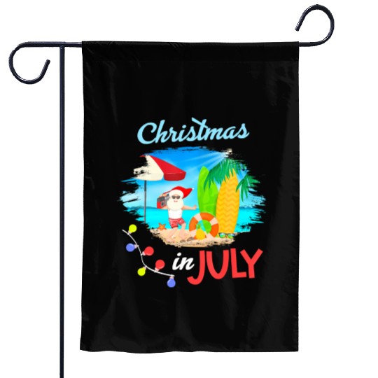 Christmas in July Santa Hawaiian Summer Hawaii Garden Flags