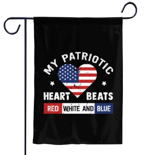 My Patriotic heart red white blue 4th of July Garden Flags