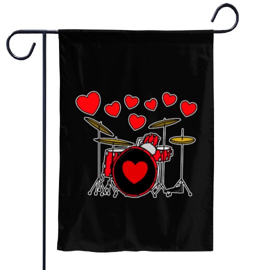 Valentines Drummer Drum Teacher Wedding Musician Garden Flags