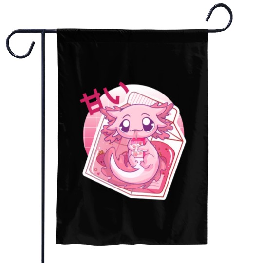 Axolotl Pastel Goth Strawberry Milk Shake Anime Ja Garden Flags
