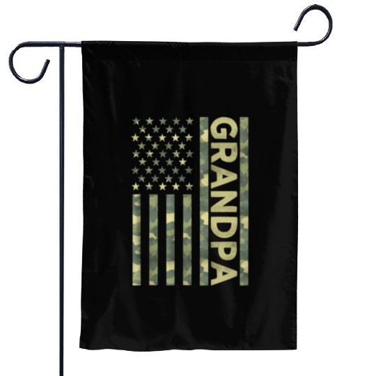 Proud Grandpa Camouflage American Us Flag Camo Garden Flags