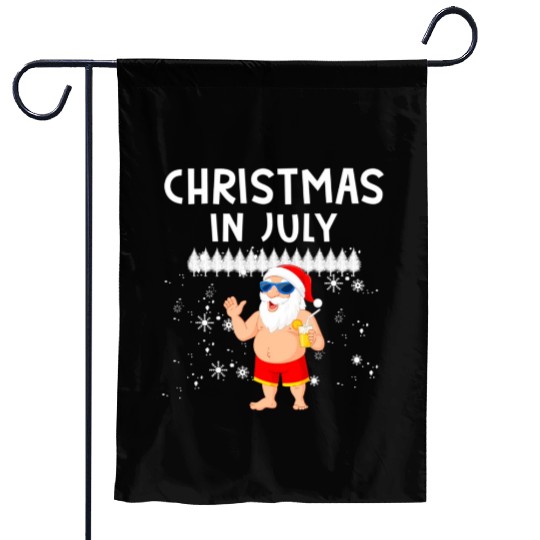 Funny Santa Christmas In July Summer Xmas Gif Garden Flags