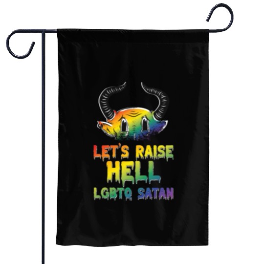 Funny Hail Gay Satan Lgbt Goth Gay Pride Baphomet Garden Flags
