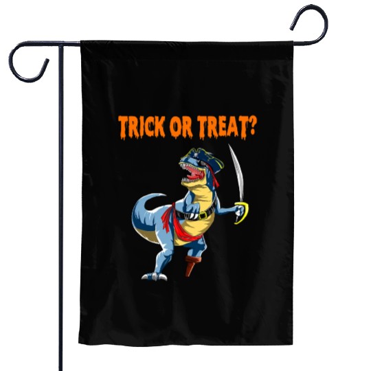 Trick or Treat Halloween Dinosaur T rex Pirate Garden Flags