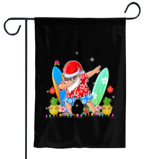 Dabbing Santa Christmas In July Hawaiian Xmas Garden Flags