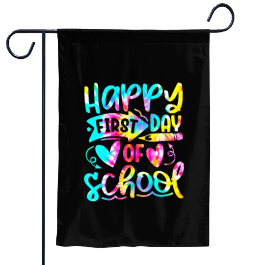 Tie Dye Happy First Day of School Back to School Garden Flags