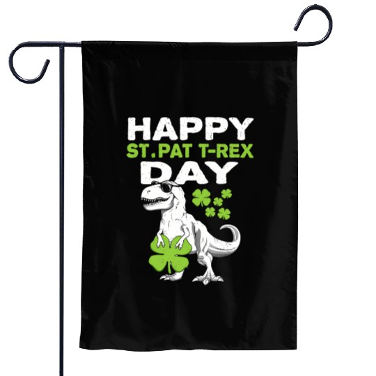 Happy St Pat Trex Day Dino St Patric Day Garden Flags