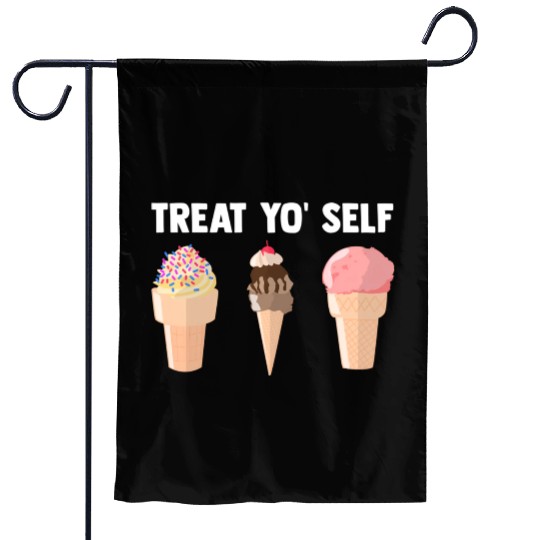 Ice Cream Treat Yo' Self Summertime Sherbet Gelato Garden Flags