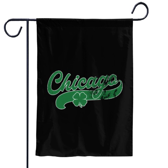 Chicago Shamrock St Patrick'S Day Saint Paddy'S Ir Garden Flags