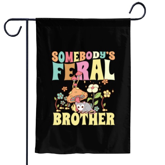 Somebody's Feral Brother Wild Bro Opossum Groovy Garden Flags