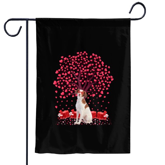 Heart Tree Brittany Spaniel Dog Valentine'S Day Garden Flags