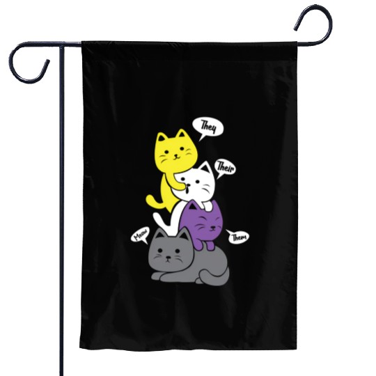 Nonbinary They Their Them Meow Non-Binary Flag Garden Flags