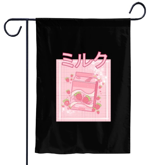 90S Japanese aii Strawberry Milk Shake Carton Garden Flags