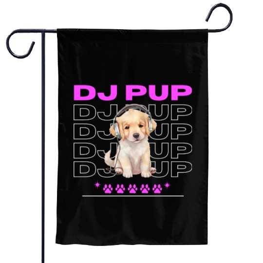 DJ PUP - Robotic Puppy with Headphones Garden Flags