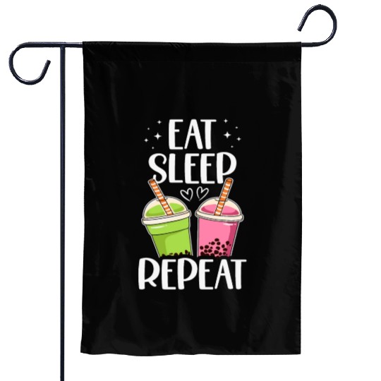 Eat Sleep Boba Tea Repeat Bubble Tea Lover Drinker Garden Flags