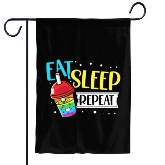 Eat Sleep Boba Tea Repeat Bubble Tea Lover Drinker Garden Flags