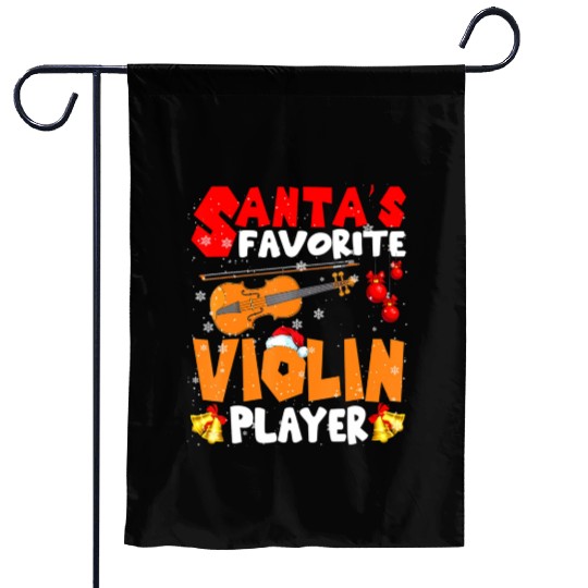 Santa's Favorite Violin Player Xmas Santa Musical Garden Flags