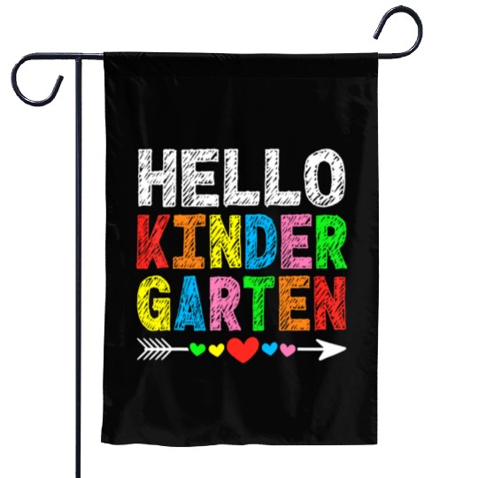 Hello Kindergarten Teacher & Student Kinder Back Garden Flags