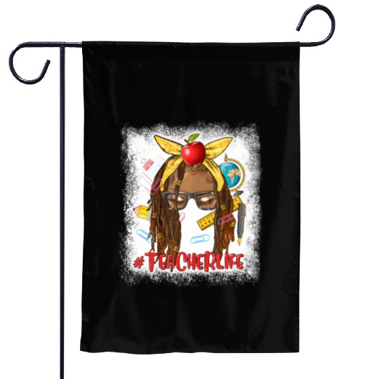 Afro Locs Teacher Life teacher day back to school Garden Flags