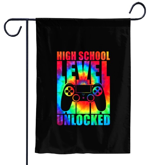 High School Level Unlocked Tie Dye Back To School Garden Flags