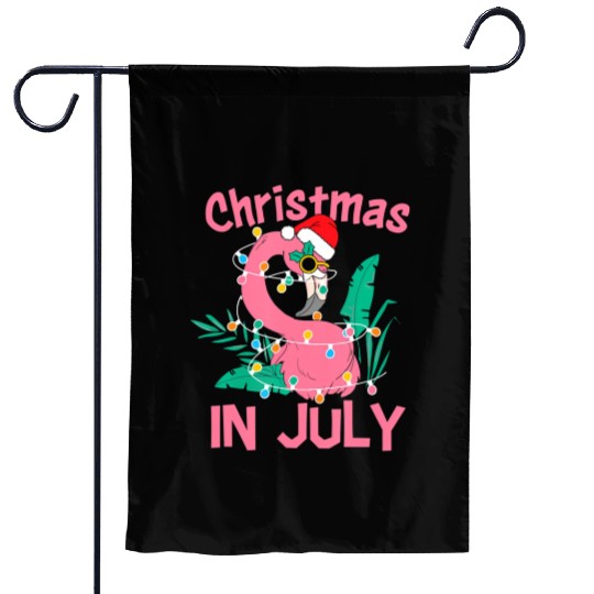 Funny Summer Beach Vacation Christmas In July Garden Flags
