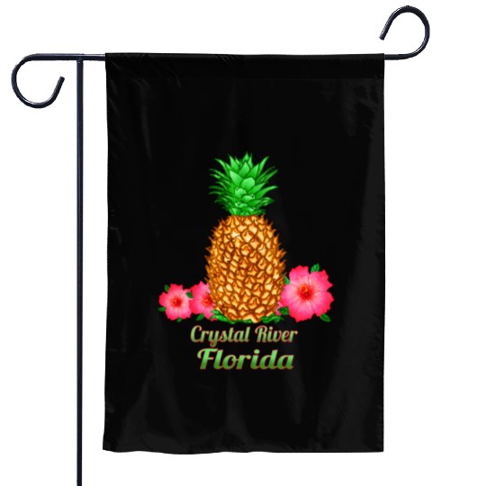 I Love Crystal River Florida Fl Pineapple Floral Garden Flags