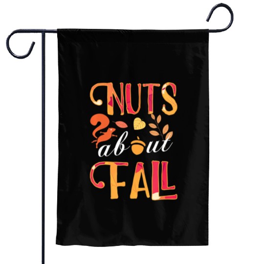 nuts about fall squirrel and autumn leaves for Garden Flags