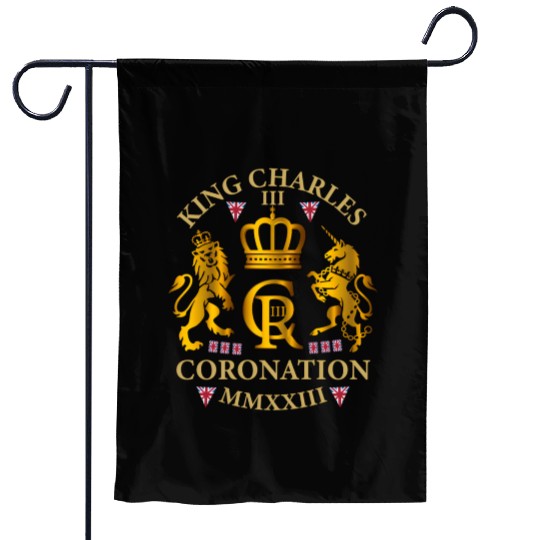 King Charles Iii British Monarch Royal Coronation Garden Flags
