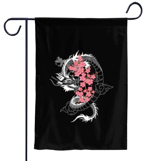 Dragon Japanese Cherry Blossom Culture Garden Flags