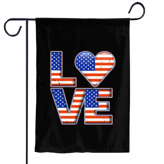 LOVE America Patriotism USA Independence Day Garden Flags
