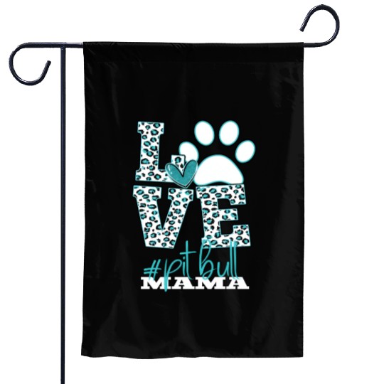 Pitbull Mama Leopard Print Paw Love Garden Flags