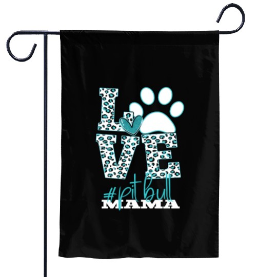 Pitbull Mama Leopard Print Paw Love Garden Flags