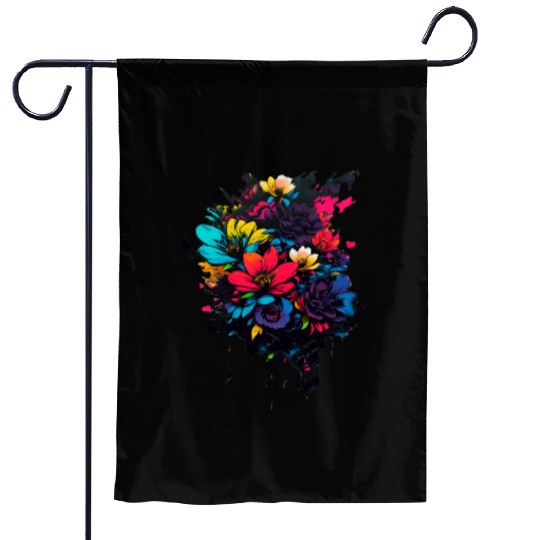 Floral Splash Art Garden Flags