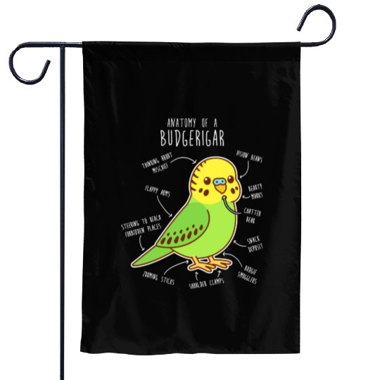 Green Budgie Anatomy Garden Flags
