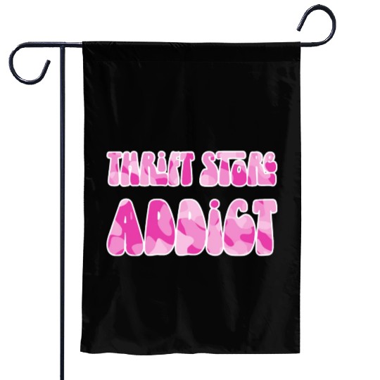 Thrift Store Addict pink camo Garden Flags