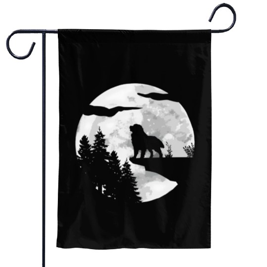 Dog Owner Full Moon At Night Pet Bernese Mountain Garden Flags