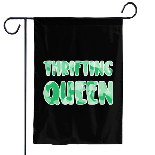 Thrifting Queen green camo Garden Flags