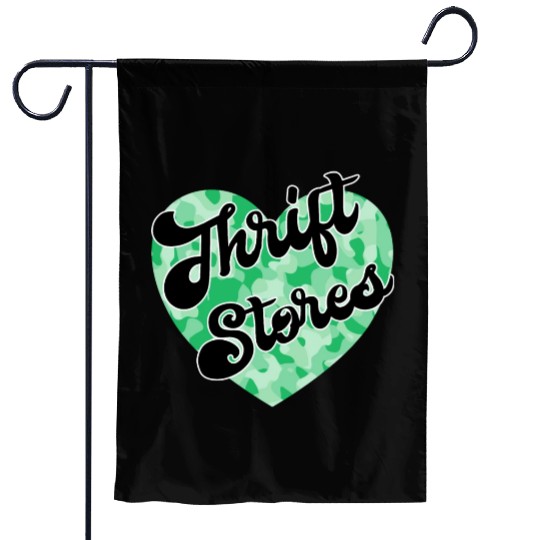 Thrift Stores green camo heart Garden Flags
