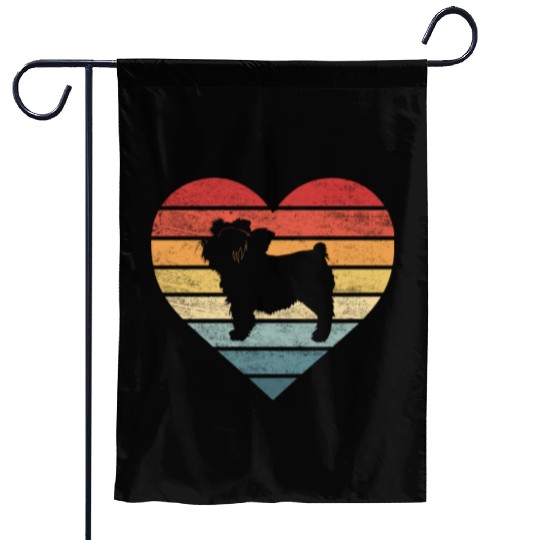 Yorkie Lover Retro Sunset Silhouette Garden Flags