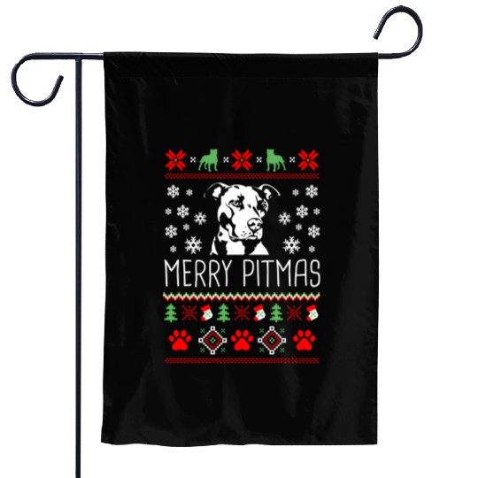 Pitbull Merry Pitmas Ugly Garden Flags