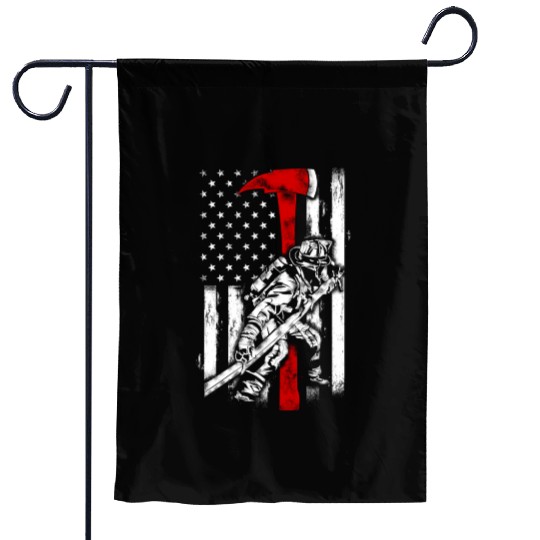 Firefighter Red Axe Distressed Fire American Garden Flags