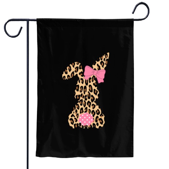 Easter Leopard Plaid Buffalo Rabbit Easter Day Garden Flags