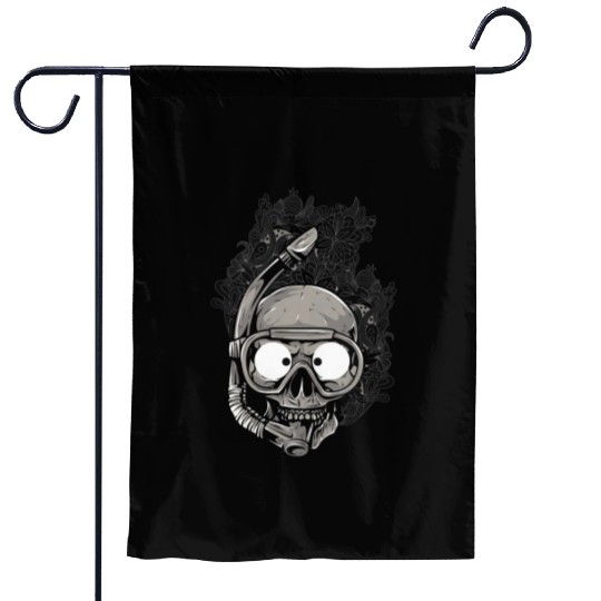 The Skull Zombie Diving On The Beach Garden Flags