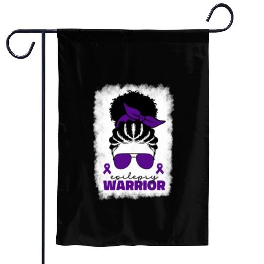 Afro Epilepsy Warrior For Black Epilepsy Awareness Garden Flags
