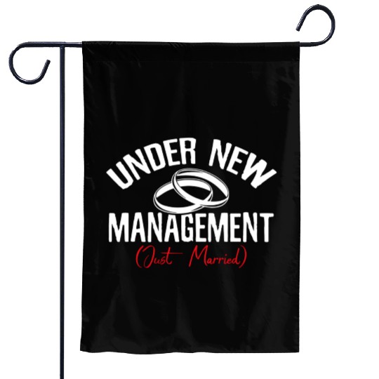 Under Newagement Just Married Groom Bride Wedding Garden Flags