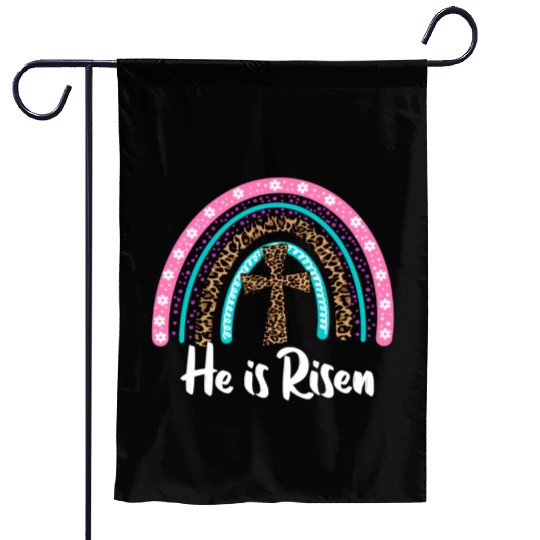 Easter For Christian N Mom He Is Risen Leopard Garden Flags