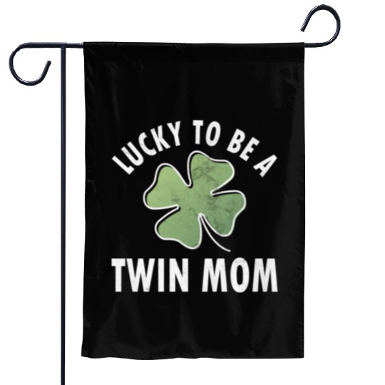 Lucky To Be A Twin Mom Saint Patric Day Garden Flags