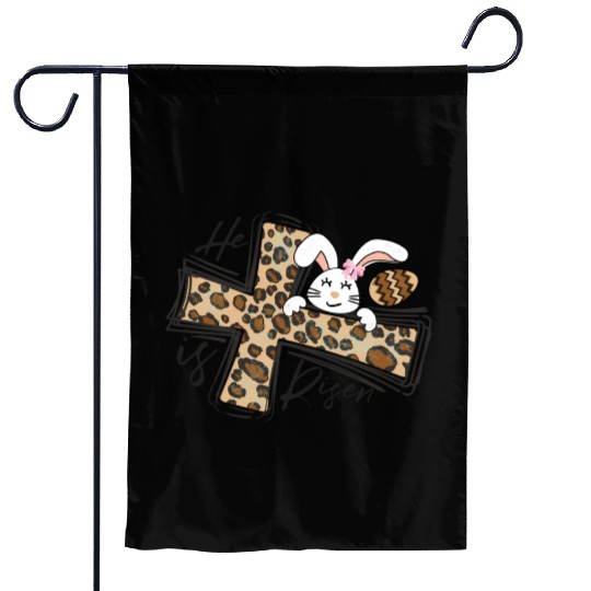 Happy Easter He Is Risen Jesus Cross Easter Bunny Garden Flags