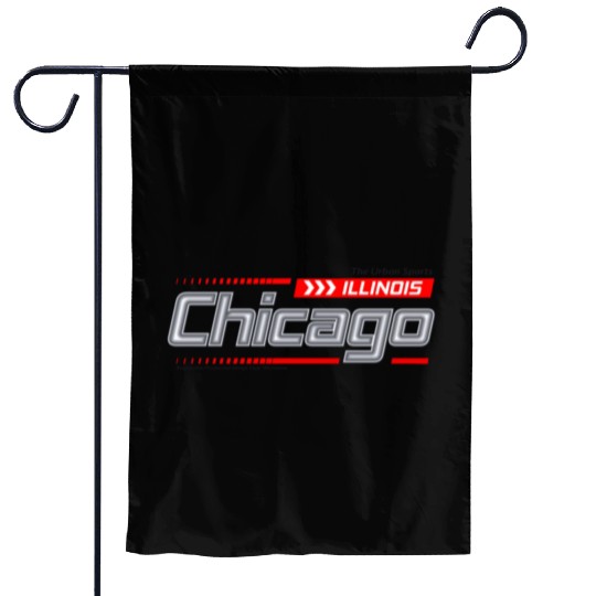 Illinois Chicago city racing typeface Garden Flags